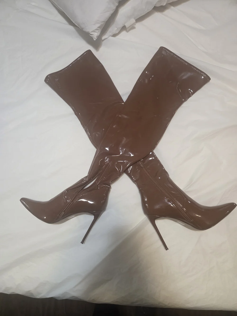 Steve Madden Brown Patent Over-The-Knee Stiletto Boots